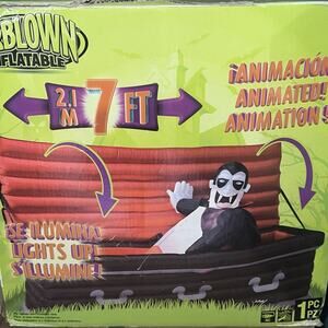 Rare Gemmy Halloween Airblown Inflatable Animation 7ft Vampire Coffin UNTESTED